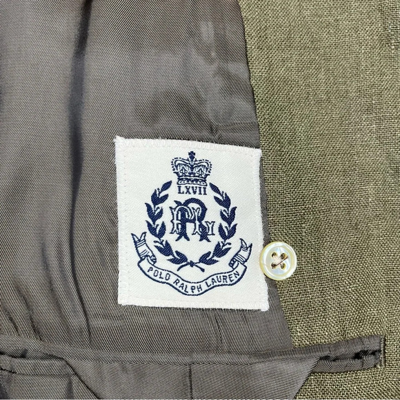 Polo Ralph Lauren Double-Breasted 100% Linen Blazer in Green Size 8 - Picture 14 of 16